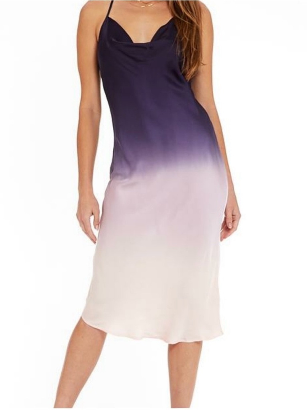 YFB Sweetie Slip Dress NWT Ombre Satin Midi Y-Back Reformation Style | Small